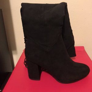 Shoe Dazzle faux suede knee high heeled boots